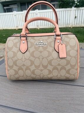 Coach Medium Peach and Beige Signature Rowen